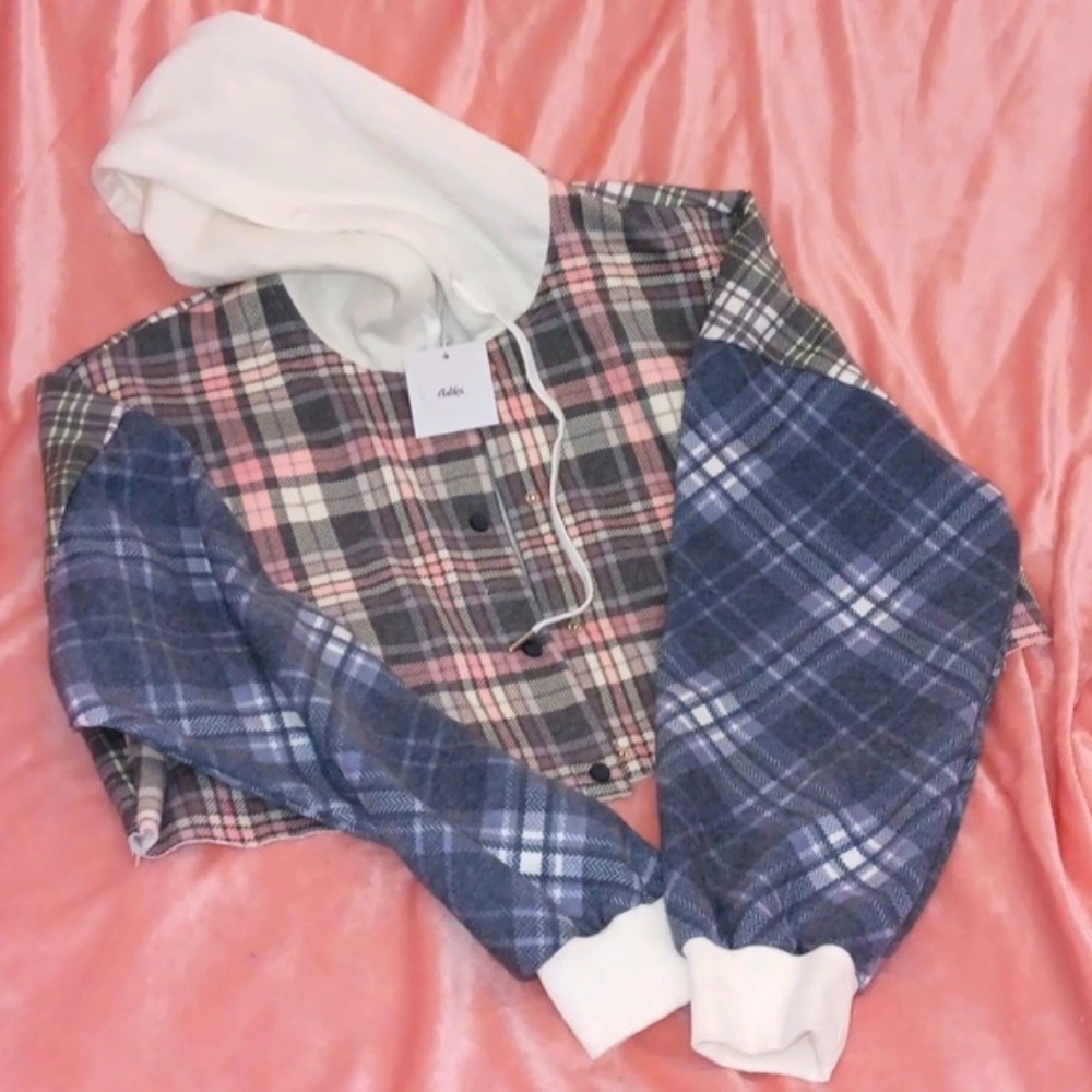 Jacket size L pink grey,white